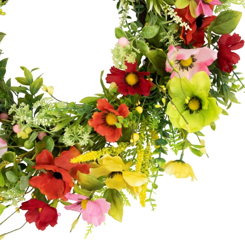 Poppy and Eucalyptus Spring Wreath - 26"