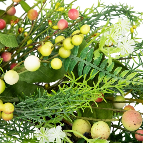 Berry and Crabapple Fern Foliage Spring Wreath - 22"