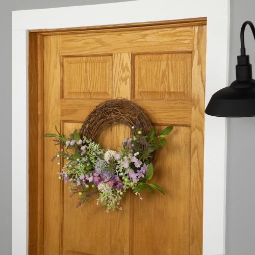 Allium, Statice and Lavender Half Spring Wreath - 24" - Purple