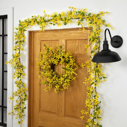 Forsythia and Berry Floral Spring Garland - 5' - Yellow