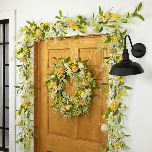 Berry and Thistle Floral Spring Garland - 5' - Yellow