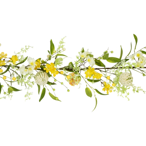 Berry and Thistle Floral Spring Garland - 5' - Yellow