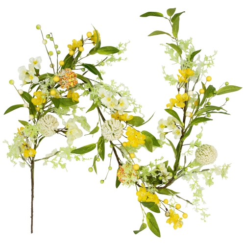 Berry and Thistle Floral Spring Garland - 5' - Yellow