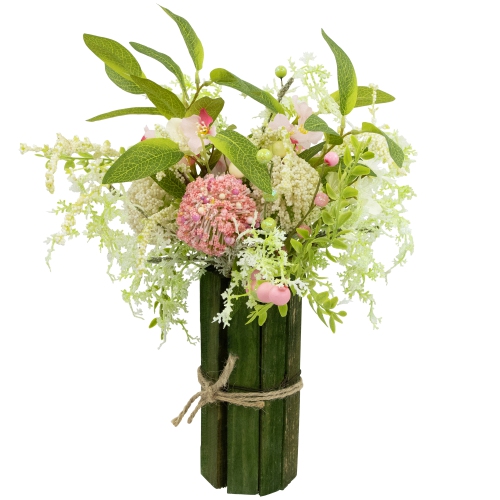 Hydrangea and Berry Floral Spring Bouquet - 14" - Pink