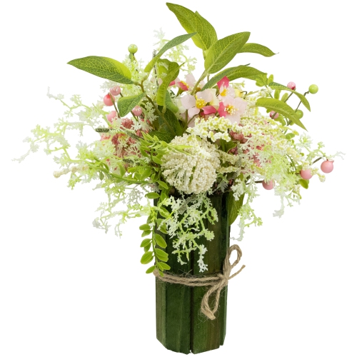 Hydrangea and Berry Floral Spring Bouquet - 14" - Pink