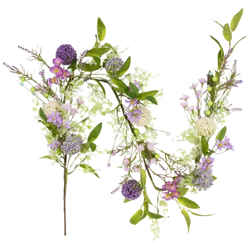 Wildflower and Berry Spring Garland - 5' - Purple