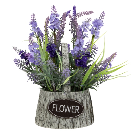 Lavender Bouquet in "Flower" Spring Basket with Handle - 12"
