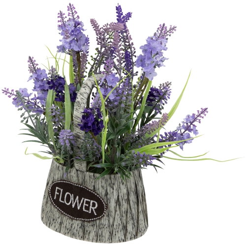 Lavender Bouquet in "Flower" Spring Basket with Handle - 12"