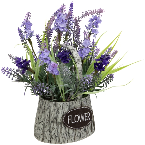 Lavender Bouquet in "Flower" Spring Basket with Handle - 12"
