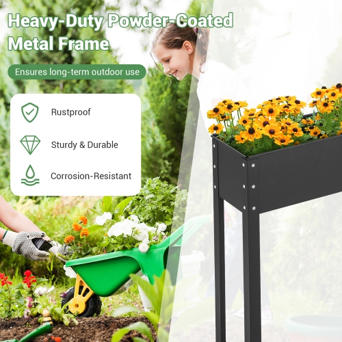 Costway 40" Raised Garden Bed with Legs Metal Elevated Planter Box Drainage Hole Backyard