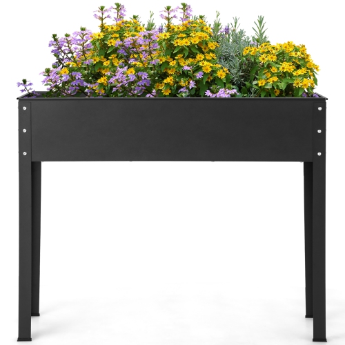 Costway 40" Raised Garden Bed with Legs Metal Elevated Planter Box Drainage Hole Backyard