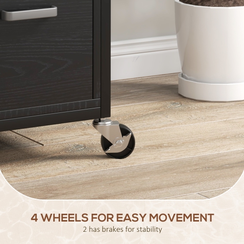 Vinsetto Vertical Filing Cabinet with Wheels, Tall File Cabinet with Adjustable Hanging Bar for Letter, A4 and Legal, Lockable Printer Stand with