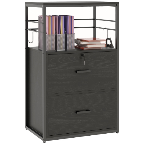 Vinsetto Vertical Filing Cabinet with Keys, Lockable File Cabinet with Adjustable Hanging Bar for Letter, A4 and Legal Size, 41" Tall Printer Stand