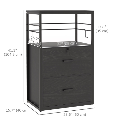 Vinsetto Vertical Filing Cabinet with Keys, Lockable File Cabinet with Adjustable Hanging Bar for Letter, A4 and Legal Size, 41" Tall Printer Stand