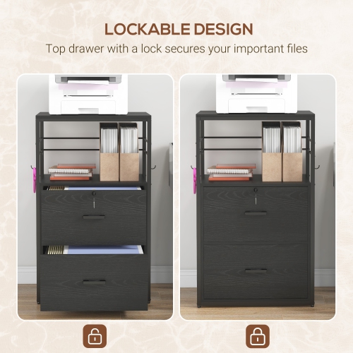 Vinsetto Vertical Filing Cabinet with Keys, Lockable File Cabinet with Adjustable Hanging Bar for Letter, A4 and Legal Size, 41" Tall Printer Stand