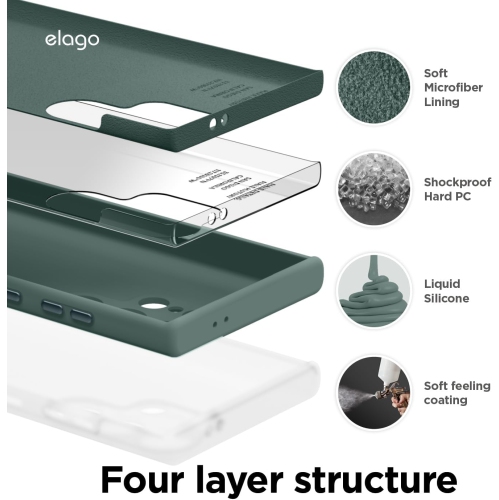 elago Compatible with Samsung Galaxy S24 Ultra Case, Liquid Silicone, Full Body Protective Cover, Shockproof, Slim Case, Anti-Scratch Soft Microfiber