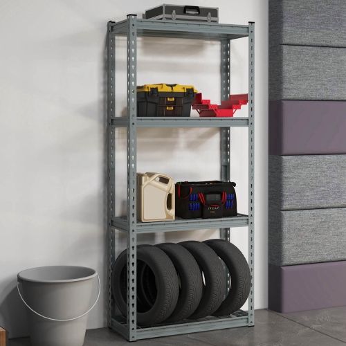 Costway 4-Tier Metal Shelving Unit Heavy Duty Wire Storage Rack with Anti-slip Foot Pads Grey