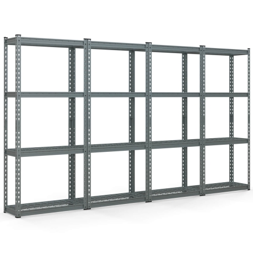 Étagère en métal robuste à 4 tablettes de Costway avec repose-pieds antidérapants gris