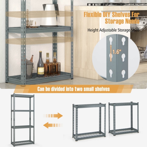 Costway 4-Tier Metal Shelving Unit Heavy Duty Wire Storage Rack with Anti-slip Foot Pads Grey