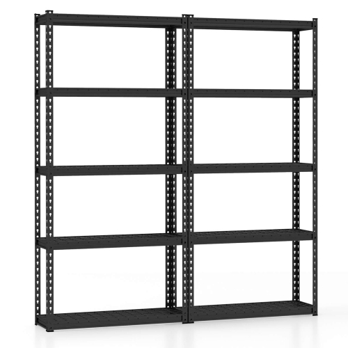 COSTWAY  5-Tier Heavy Duty Storage Shelf Storage Utility Rack Shelf With Anti-Tipping Device In Black