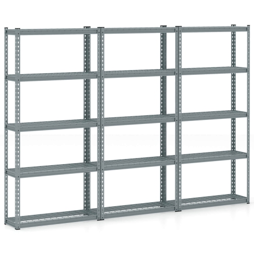 Étagère de rangement robuste à 5 tablettes de Costway avec dispositif antibasculement, gris