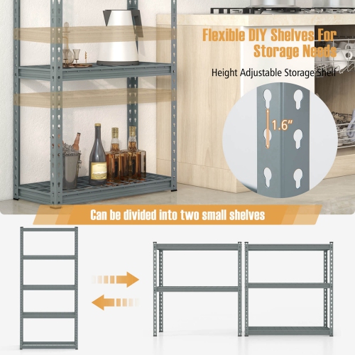 Costway 5-Tier Heavy Duty Storage Shelf Storage Utility Rack Shelf with Anti-tipping Device Grey