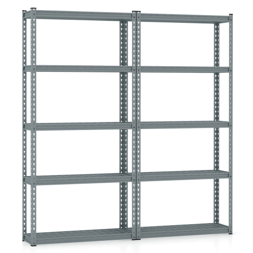 Étagère de rangement robuste à 5 tablettes de Costway avec dispositif antibasculement, gris