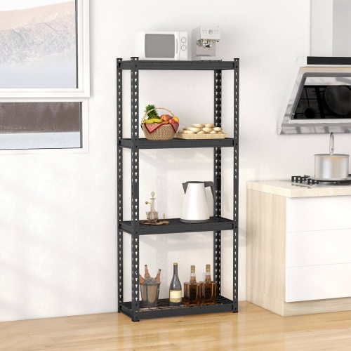 Costway 4-Tier Metal Shelving Unit Heavy Duty Wire Storage Rack with Anti-slip Foot Pads Black