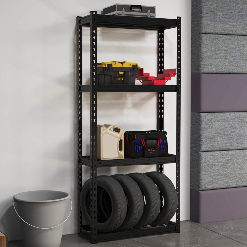Costway 4-Tier Metal Shelving Unit Heavy Duty Wire Storage Rack with Anti-slip Foot Pads Black