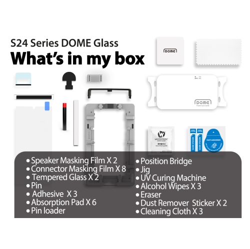 Whitestone DomeGlass Screen Protector for Galaxy S24 with UV Lamp [9H Tempered Glass, Bubble Free, Installation Kit] - 2 Pack