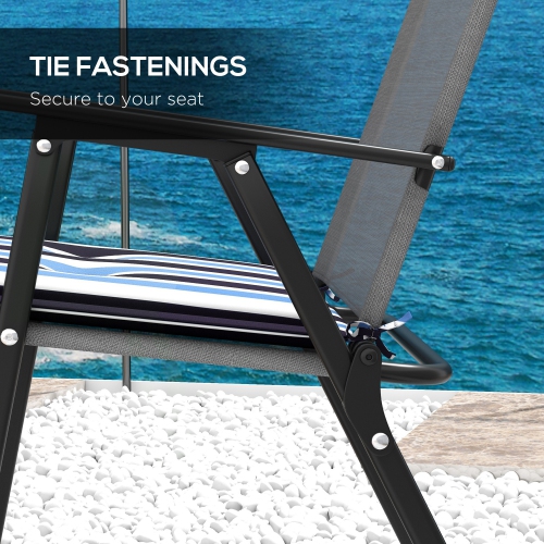 Outsunny 2-Piece Patio Chair Cushions Pillows, Seat Replacement Patio Cushions Set with Ties, Button Tufted for Indoor Outdoor Garden Furniture, Blue