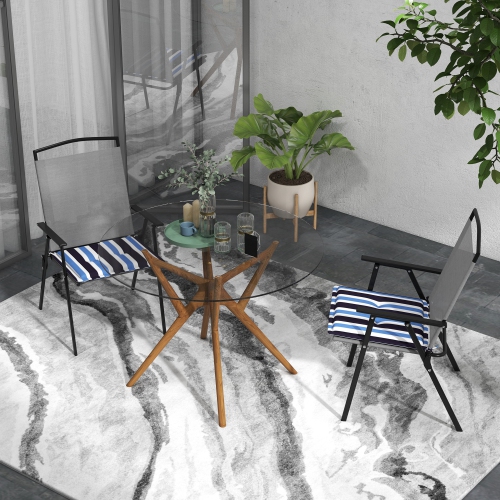 Outsunny 2-Piece Patio Chair Cushions Pillows, Seat Replacement Patio Cushions Set with Ties, Button Tufted for Indoor Outdoor Garden Furniture, Blue