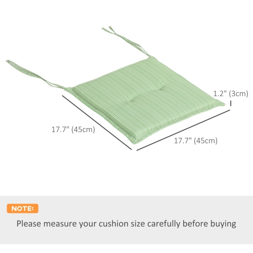 Outsunny 2-Piece Patio Chair Cushions Pillows, Seat Replacement Patio Cushions Set with Ties, Button Tufted for Indoor Outdoor Garden Furniture, Green