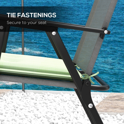 Outsunny 2-Piece Patio Chair Cushions Pillows, Seat Replacement Patio Cushions Set with Ties, Button Tufted for Indoor Outdoor Garden Furniture, Green