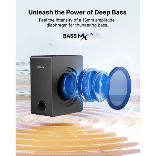 ULTIMEA Apollo S60 4.1 Channel Dolby Atmos Sound Bar with Subwoofer, , 2-in-1 Detachable, Bass Boost, 3 EQ Modes, HDMI eARC, Peak Power 280W