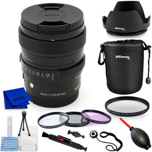 SIGMA  20MM F/2 Dg Dn Contemporary Lens for Sony E 490965 - 10PC Accessory Bundle