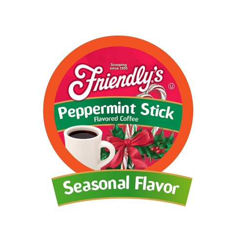 Friendly's Flavored Ice Cream Coffee Pods, Compatible with Keurig K Cup Brewers Peppermint Stick, PACK OF 40 Count