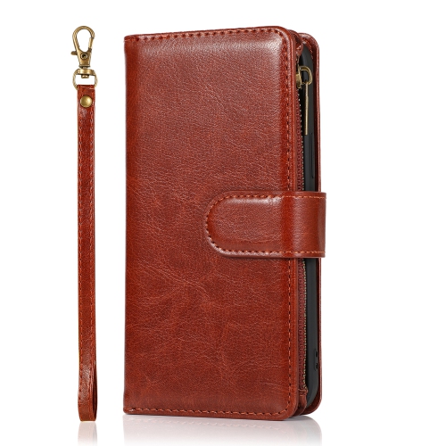 MOBILE MAGIC  for Iphone 15 Pro Luxury Wallet Card Id Zipper Money Holder Case Cover - In Brown