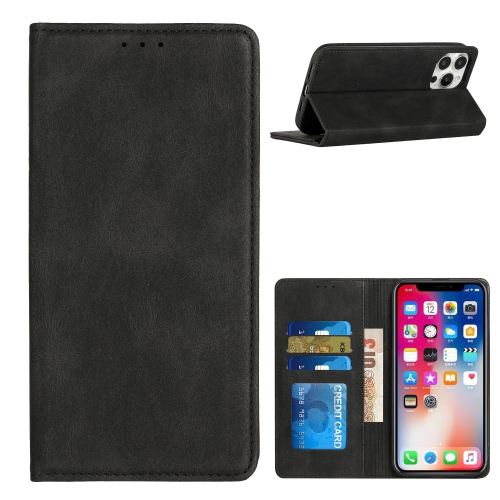 Mobile Magic for iPhone 15 Pro Wallet Premium PU Vegan Leather ID Card Money Holder with Magnetic Closure - Black