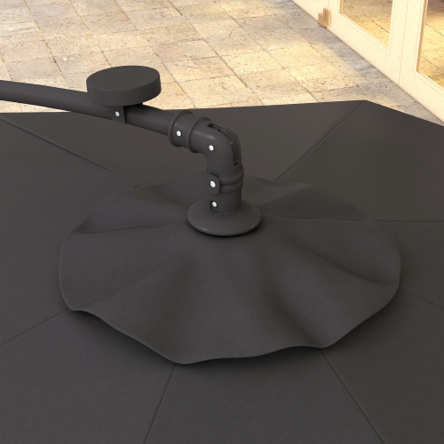 Outsunny 9.5' Cantilever Patio Umbrella with Lights and Weighted Base, Solar LED Garden Parasol, Overhanging Outdoor Sun Shade Canopy, Dark Grey