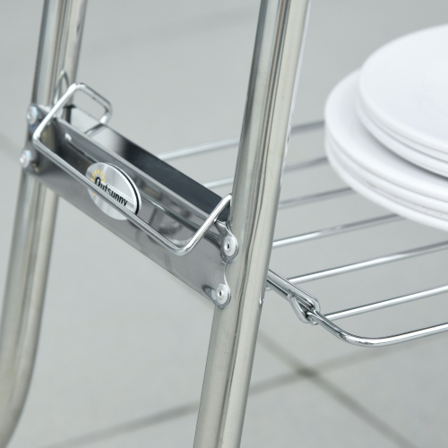 Outsunny Portable Outdoor Charcoal BBQ Grill, Stainless Steel Folding Barbecue Grill with Shelf, Side Basket and Pan for Cooking, Camping, Picnic,