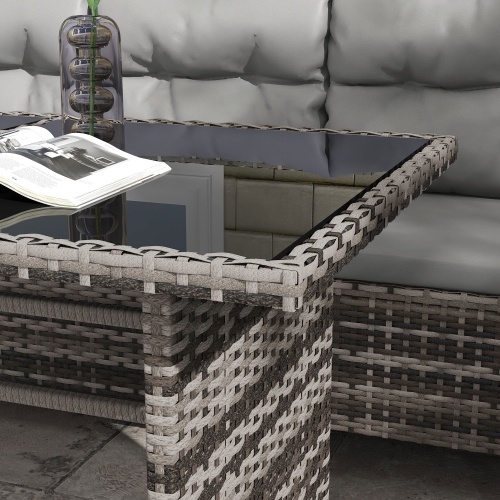 Ensemble patio de 6 pièces en osier avec mobilier d'extérieur en osier et mobilier de jardin, ensemble de sofa modulaire en rotin avec coussins,