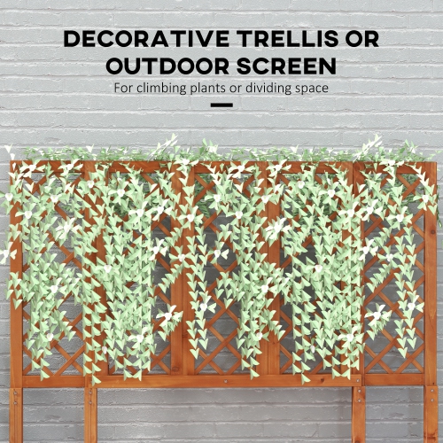 Outsunny Wood Garden Bench with Trellis for Climbing Plants and 2 Planter Boxes, Outdoor Planter with Bench and Privacy Screen for Backyard, Patio,