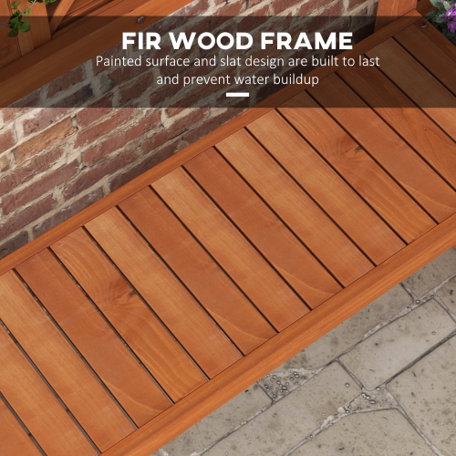 Outsunny Wood Garden Bench with Trellis for Climbing Plants and 2 Planter Boxes, Outdoor Planter with Bench and Privacy Screen for Backyard, Patio,