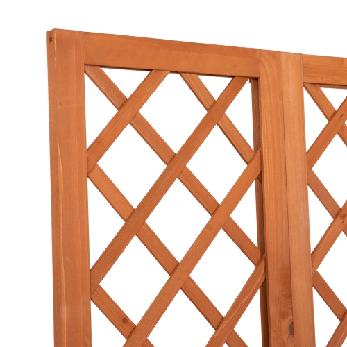 Outsunny Wood Garden Bench with Trellis for Climbing Plants and 2 Planter Boxes, Outdoor Planter with Bench and Privacy Screen for Backyard, Patio,