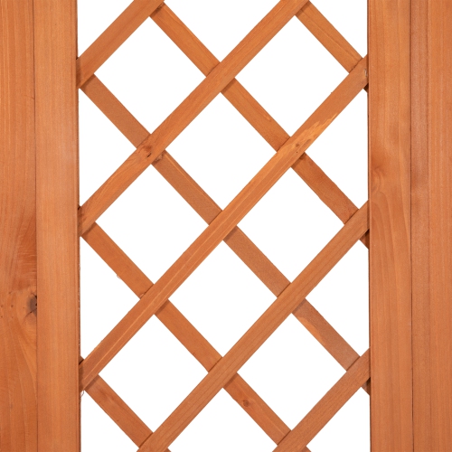 Outsunny Wood Garden Bench with Trellis for Climbing Plants and 2 Planter Boxes, Outdoor Planter with Bench and Privacy Screen for Backyard, Patio,