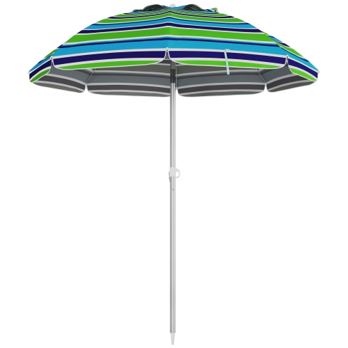 OUTSUNNY  6Ft Portable Beach Umbrella w Anchor, Height Adjustable Patio Umbrella w Tilt, Air Vent, Carry Bag, Upf 40+ Uv Protection, Multicolour