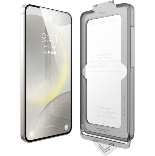ELAGO  Tempered Glass+ Screen Protector Compatible With Galaxy S24 9H Surface Hardness, Anti-Fingerprint, Shatter-Proof, Curved Full Coverage, Crystal Clear (Galaxy S24 Plus)