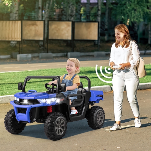 Gymax 24V Kids Ride On Dump Truck 2-Seater Electric Truck w/ Remote Control Blue