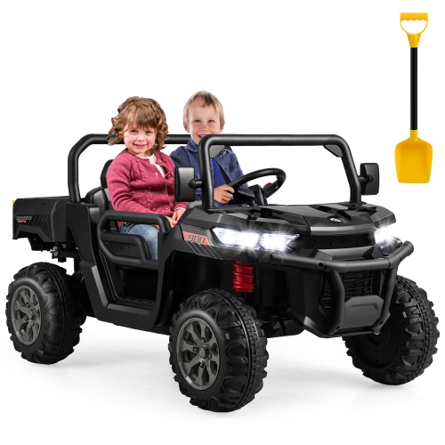 GYMAX  24V Kids Ride On Dump Truck 2-Seater Electric Truck W/ Remote Control